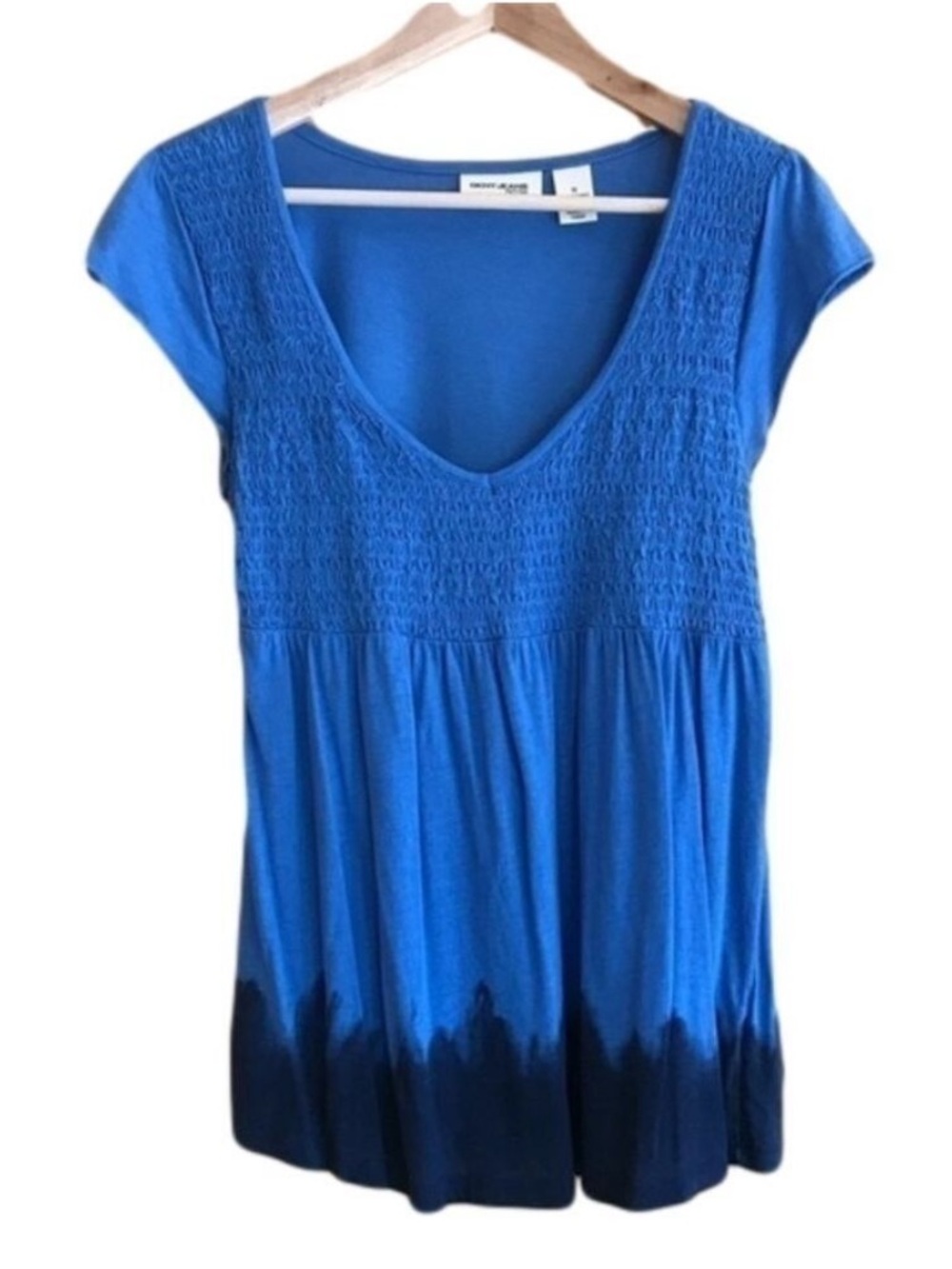 DKNY petites smocked dip dye babydoll top petite size medium (MP)